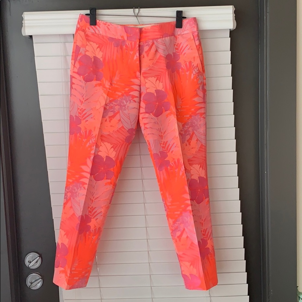 J Crew bright floral ankle length pants